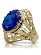 Sapphire 8 كارت من الذهب الأصفر خاتم حرف يدوية فينتاج vrc031x-sp Art Deco أسلوب مجوهرات فينتاج روسي سوفيتي من اتحاد الجمهوريات ا